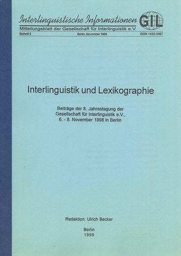 Becker: Interlinguistik und Lexikographie.
