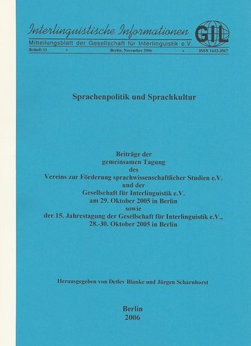 Blanke/Scharnhorst (Hrsg): Sprachenpolitik und Sprachkultur.